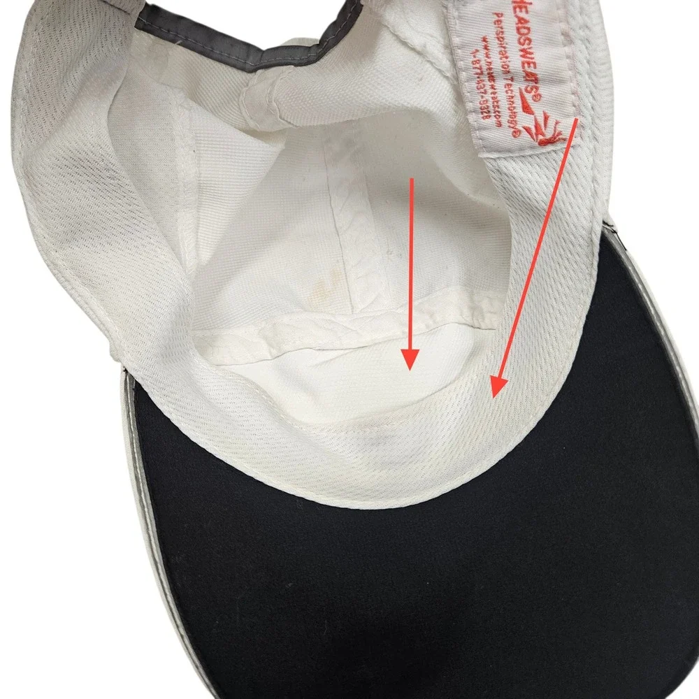 Headsweats Performance Running Hat Unisex OS White‎ Coolmax Mesh Floral Logo Cap